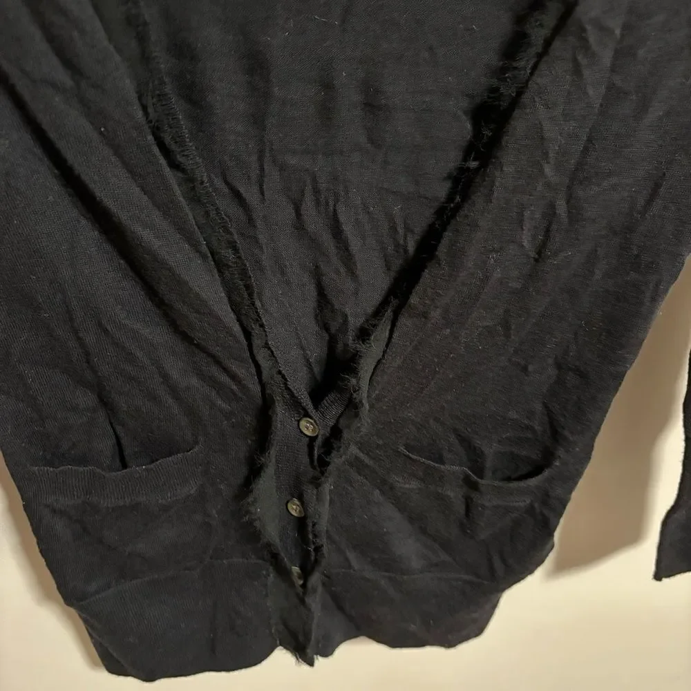 J. Crew Ruffle Prima Cotton Silk Ruffle Cardigan Black- Size XS